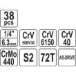 Dugókulcs készlet 38 részes 1/4 col 3,5-14 mm S2 YATO