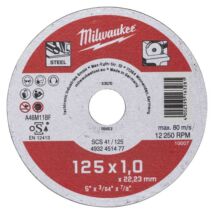 MILWAUKEE Vágókorong fémre 125 x 1,0 x 22,2 mm egyenes SCS 41