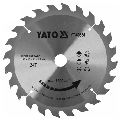 YATO Fűrésztárcsa fához 190 x 20 x 1,5 mm / 24T