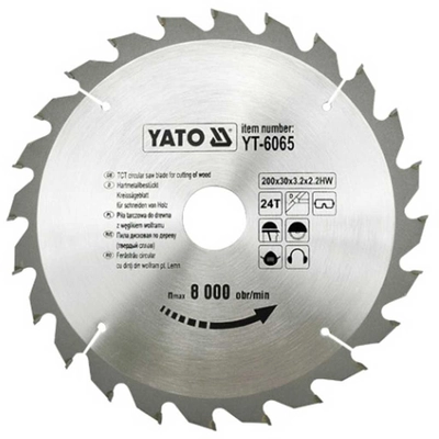 YATO Fűrésztárcsa fához 200 x 30 x 2,2 mm / 24T